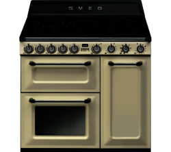 SMEG  TR93IP 90cm Electric Induction Range Cooker - Cream and Stainless Steel